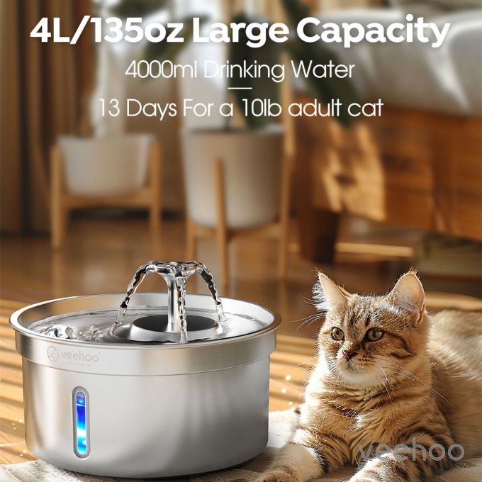 Veehoo 4L Food-grade Cat Water Fountain