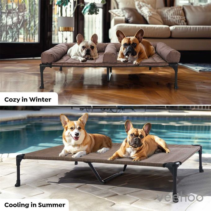 Veehoo Elevated Dog Bed for Double Dogs