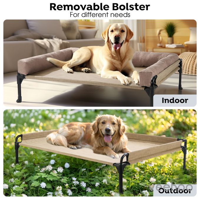 Veehoo Elevated Dog Bed with Three-sided Bolster