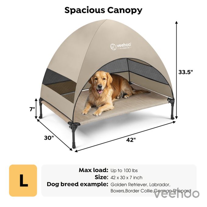 Veehoo Elevated Pet Bed with Breezy Tent