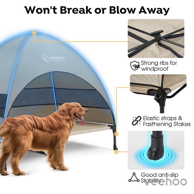 Veehoo Elevated Pet Bed with Breezy Tent