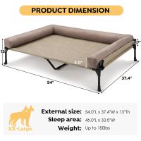 Veehoo Elevated Dog Bed with Three-sided Bolster